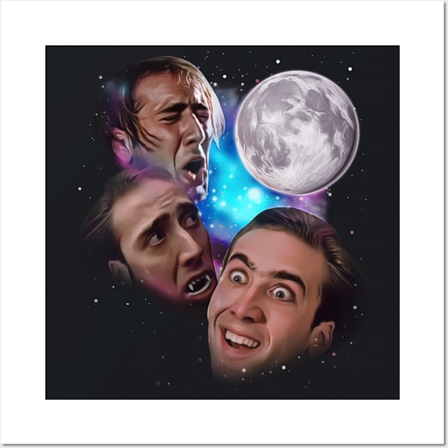Nic Cage Howl at the Moon Wall Art by darklordpug